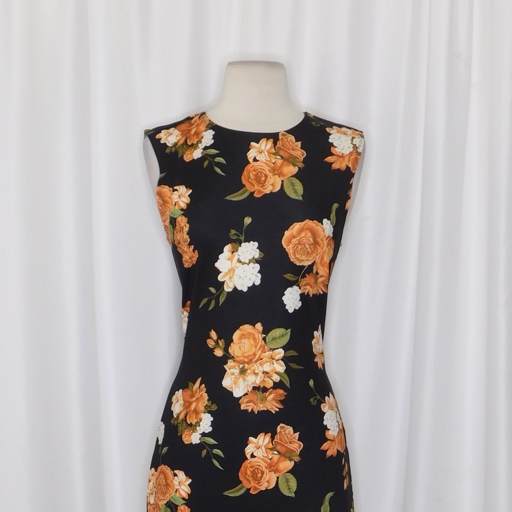 NWT!! WEWOREWHAT Muscle Tank Midi Dress Black Floral Stretch Cottagecore Medium - Picture 4 of 16